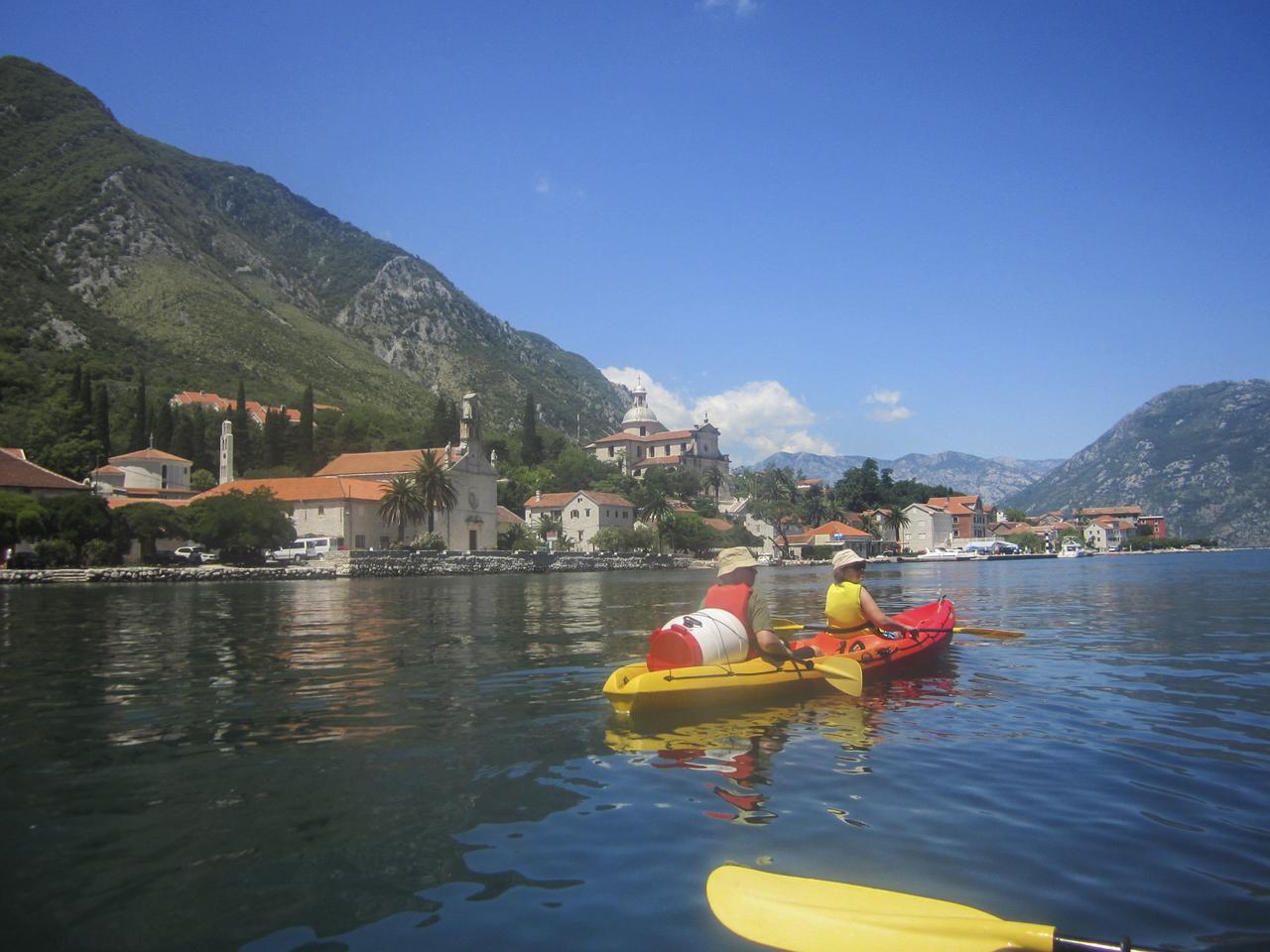 Montenegro Bay of Kotor Mountains Town Kayakers